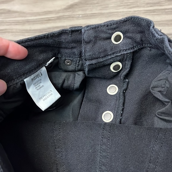 PISTOLA HIGH RISE BUTTON FLY BLACK JEANS WITH EMBROIDERED STARS 26 - Picture 11 of 16